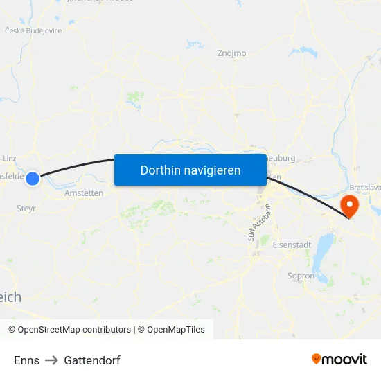 Enns to Gattendorf map