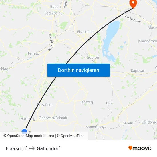 Ebersdorf to Gattendorf map