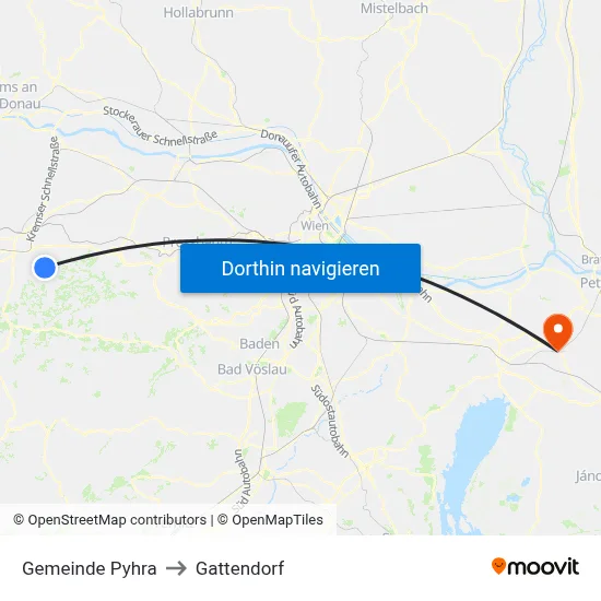 Gemeinde Pyhra to Gattendorf map
