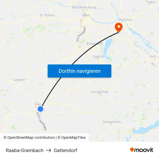 Raaba-Grambach to Gattendorf map