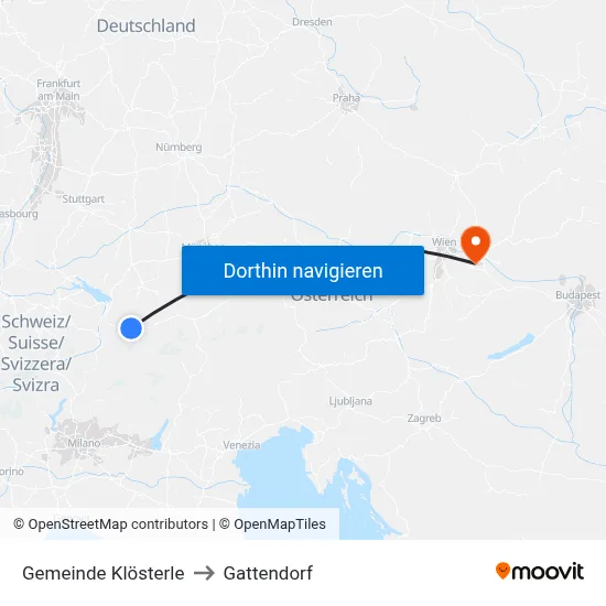 Gemeinde Klösterle to Gattendorf map