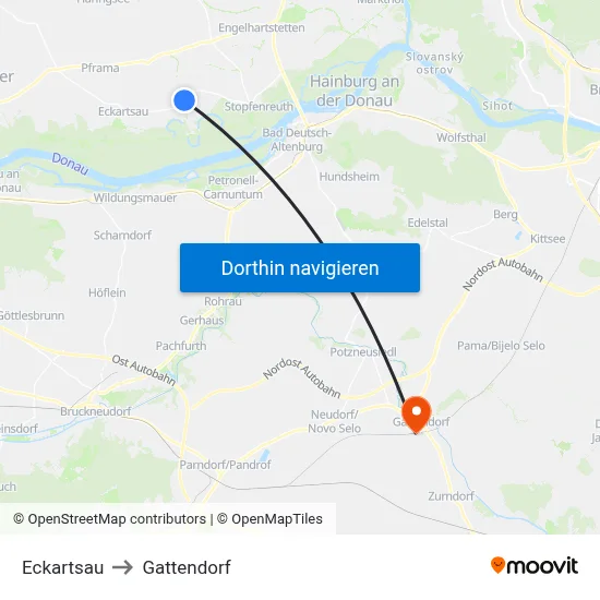 Eckartsau to Gattendorf map