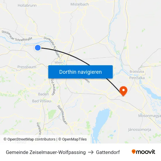 Gemeinde Zeiselmauer-Wolfpassing to Gattendorf map