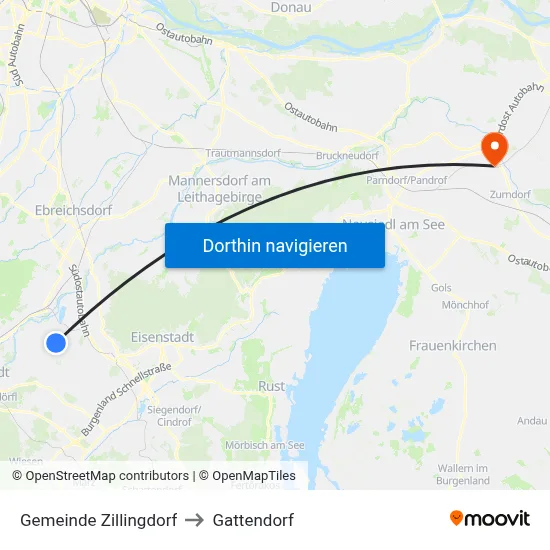 Gemeinde Zillingdorf to Gattendorf map