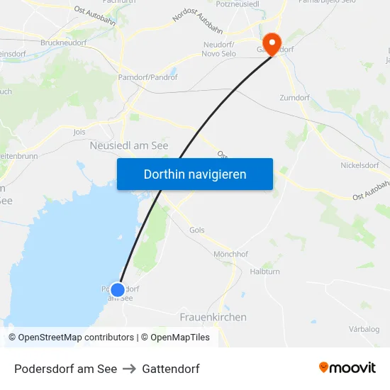 Podersdorf am See to Gattendorf map