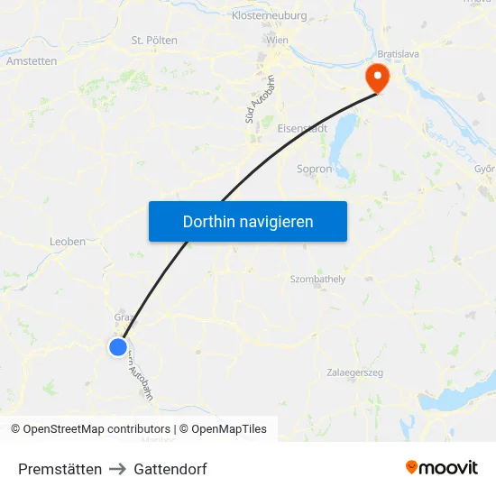 Premstätten to Gattendorf map