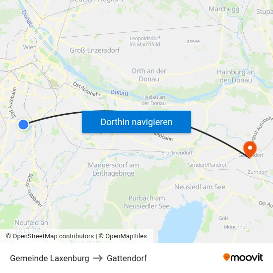 Gemeinde Laxenburg to Gattendorf map