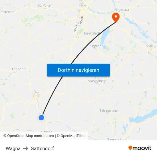 Wagna to Gattendorf map