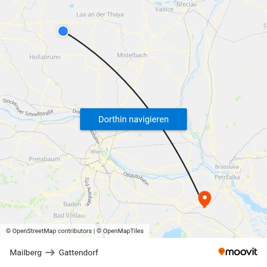 Mailberg to Gattendorf map