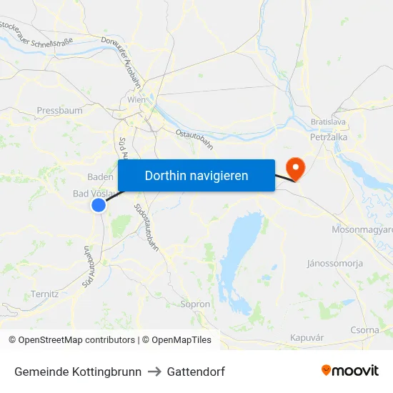 Gemeinde Kottingbrunn to Gattendorf map