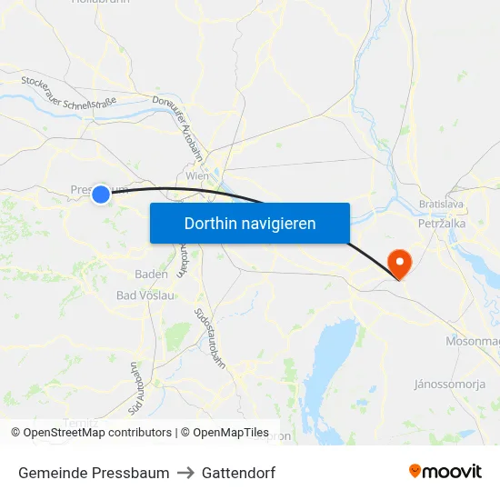 Gemeinde Pressbaum to Gattendorf map