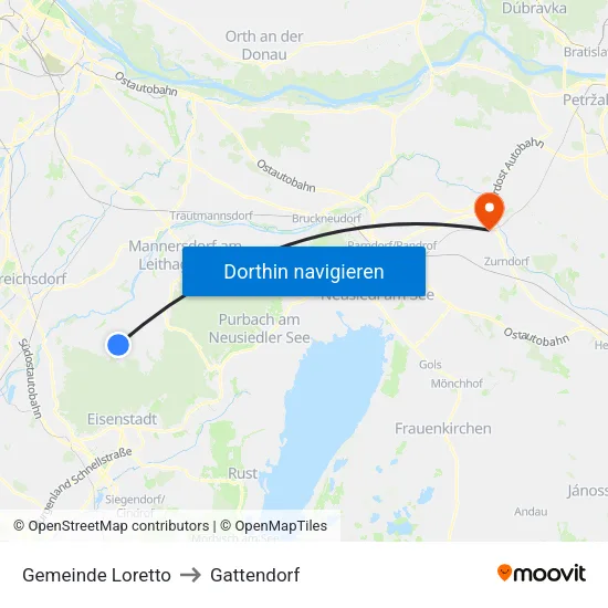 Gemeinde Loretto to Gattendorf map