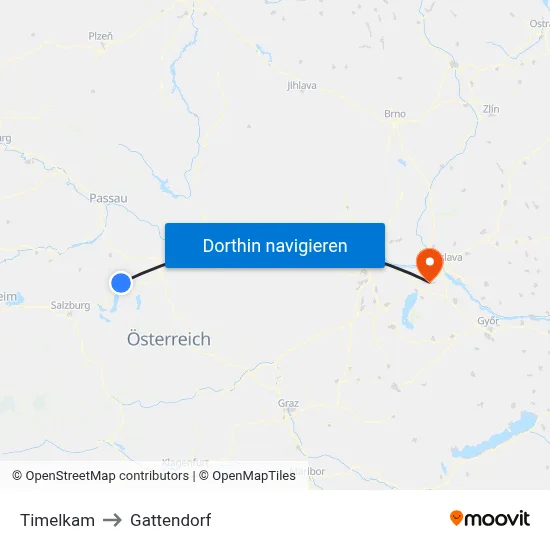 Timelkam to Gattendorf map