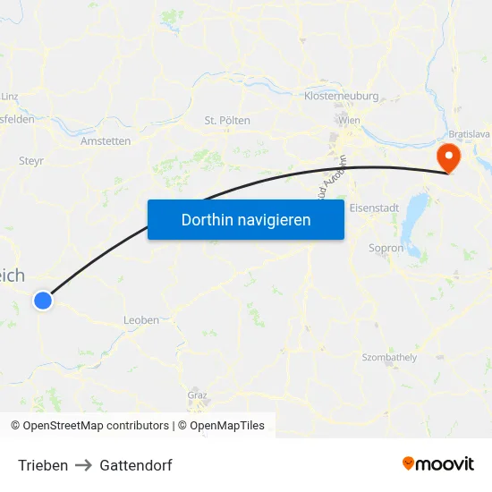 Trieben to Gattendorf map