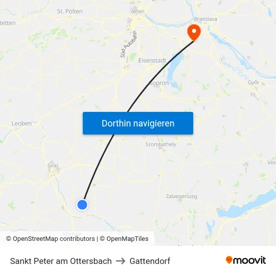 Sankt Peter am Ottersbach to Gattendorf map