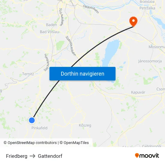 Friedberg to Gattendorf map