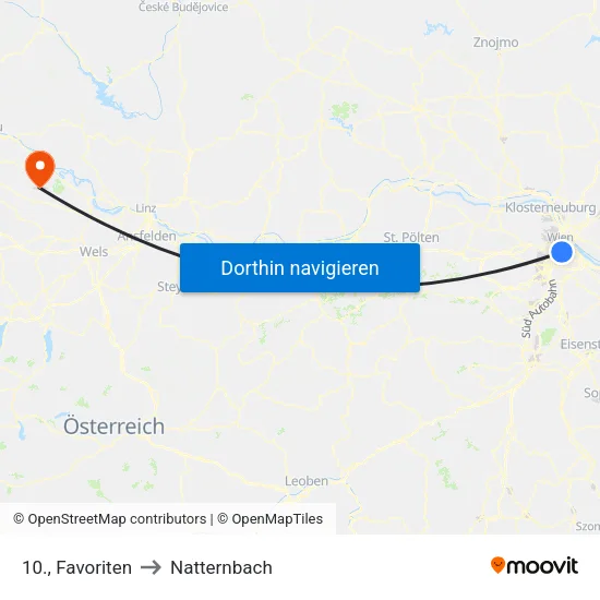 10., Favoriten to Natternbach map