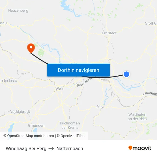 Windhaag Bei Perg to Natternbach map