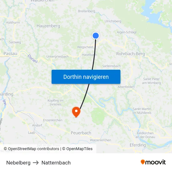 Nebelberg to Natternbach map
