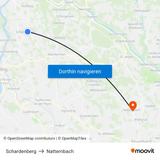 Schardenberg to Natternbach map