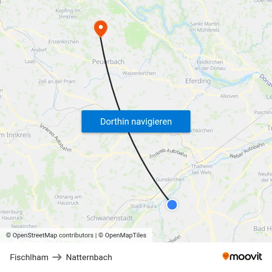 Fischlham to Natternbach map