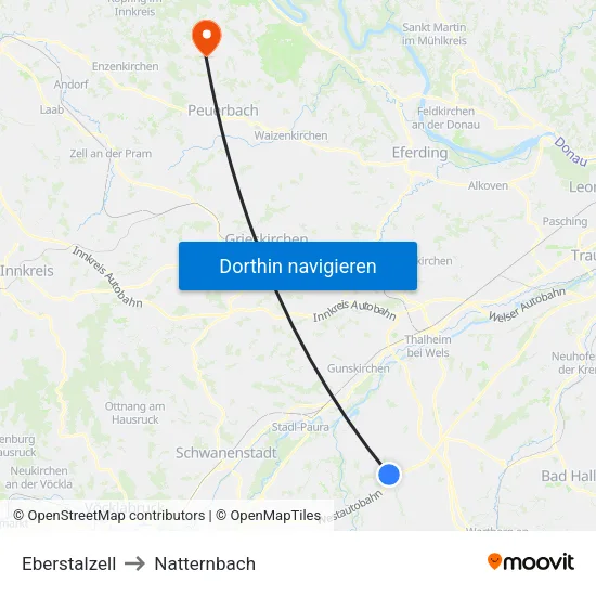Eberstalzell to Natternbach map