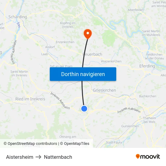 Aistersheim to Natternbach map