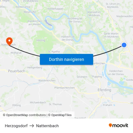 Herzogsdorf to Natternbach map