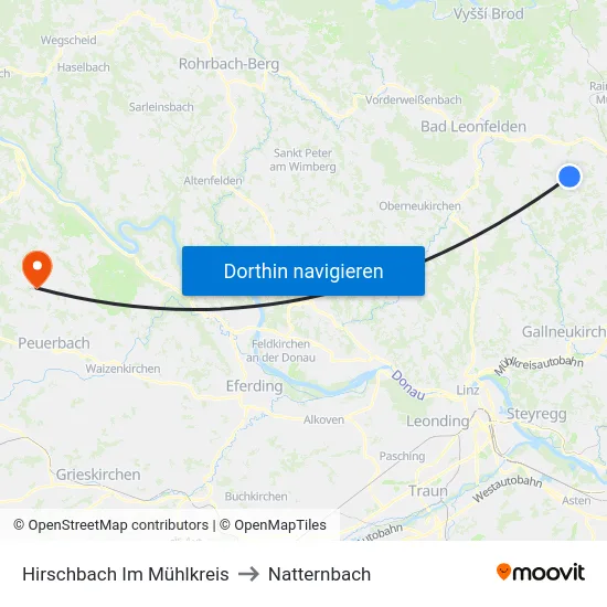 Hirschbach Im Mühlkreis to Natternbach map