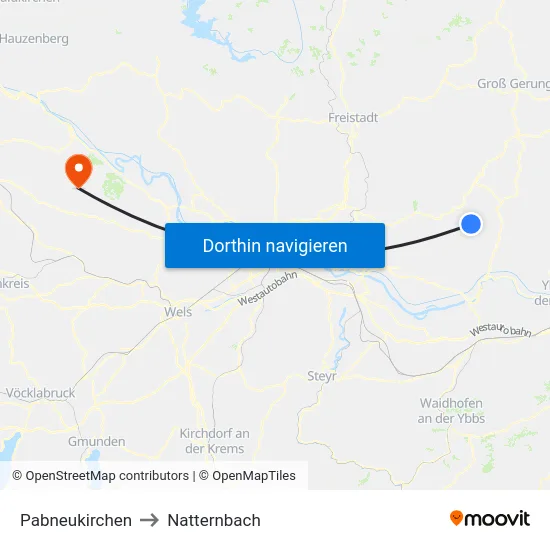 Pabneukirchen to Natternbach map