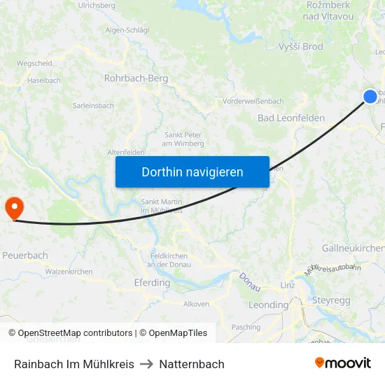 Rainbach Im Mühlkreis to Natternbach map