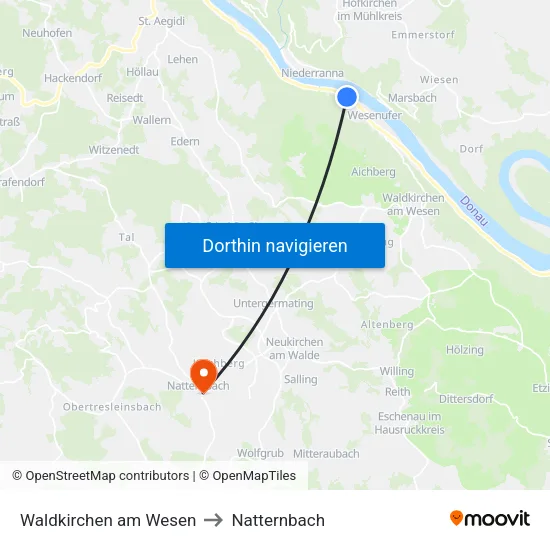 Waldkirchen am Wesen to Natternbach map