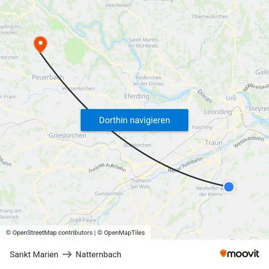 Sankt Marien to Natternbach map