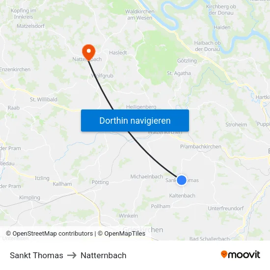 Sankt Thomas to Natternbach map