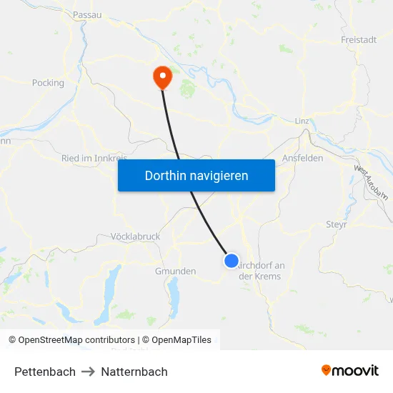 Pettenbach to Natternbach map