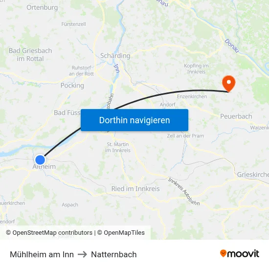 Mühlheim am Inn to Natternbach map