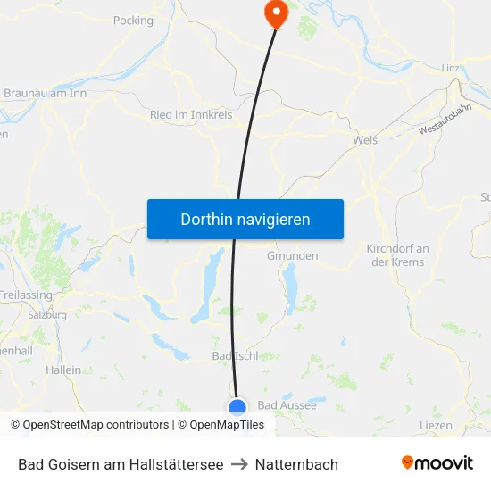 Bad Goisern am Hallstättersee to Natternbach map