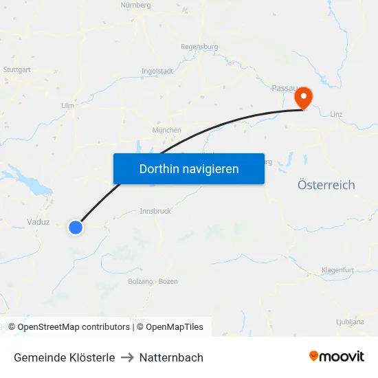 Gemeinde Klösterle to Natternbach map