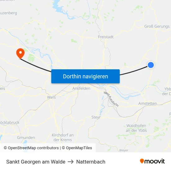 Sankt Georgen am Walde to Natternbach map
