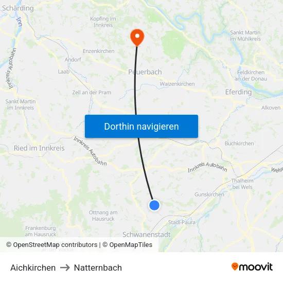 Aichkirchen to Natternbach map