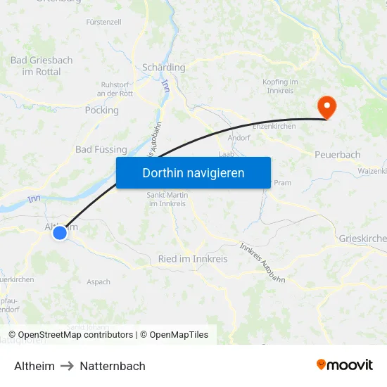 Altheim to Natternbach map