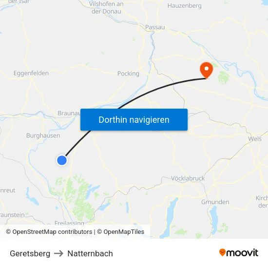 Geretsberg to Natternbach map