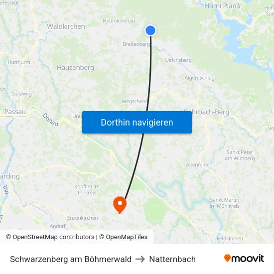 Schwarzenberg am Böhmerwald to Natternbach map