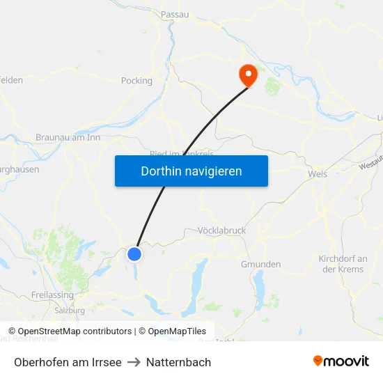 Oberhofen am Irrsee to Natternbach map