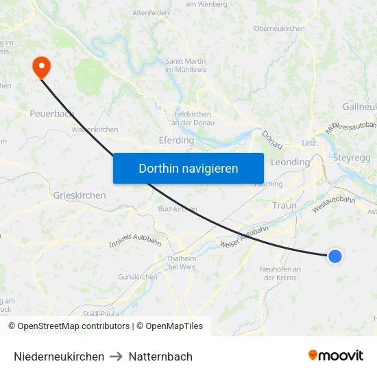 Niederneukirchen to Natternbach map