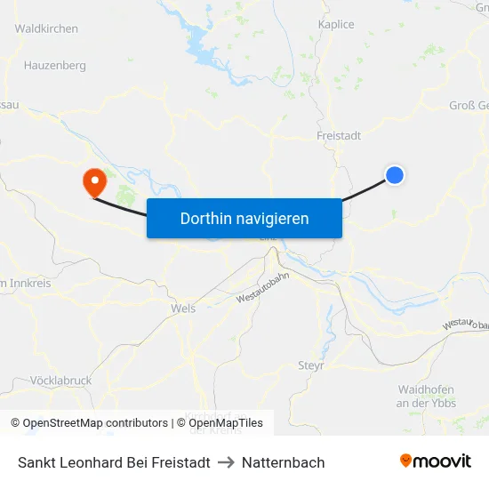 Sankt Leonhard Bei Freistadt to Natternbach map