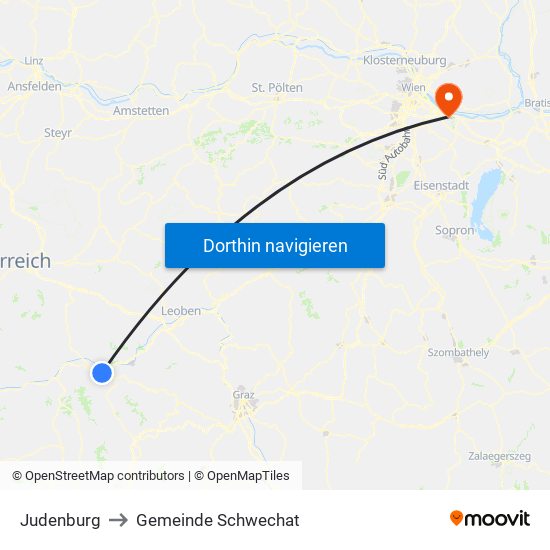Judenburg to Gemeinde Schwechat map