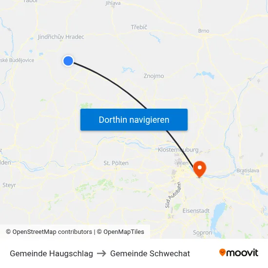 Gemeinde Haugschlag to Gemeinde Schwechat map
