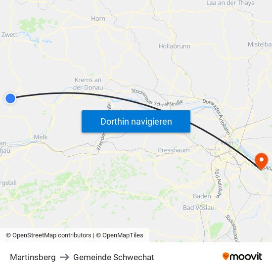 Martinsberg to Gemeinde Schwechat map