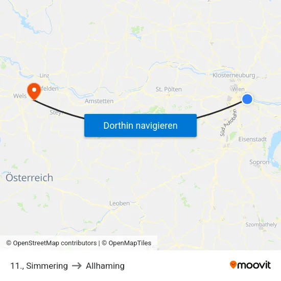 11., Simmering to Allhaming map